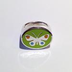 Butterfly Ring: Enamel on silver; Top face size, 22mm x 17.5mm.