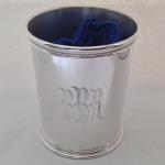 Hand Engraved Initials on Silver Julep Cup by Dennis Meade