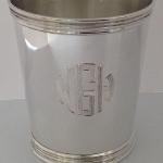 Hand Engraved Silver Julep Cup (Round Block monogram) by Dennis Meade