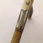 Hand Engraved Block Initials on Walking Stick's Brass Collar by Dennis Meade