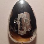 Hand Engraved Mixed-Font Monogram on Silver Serving Spoon by Dennis Meade